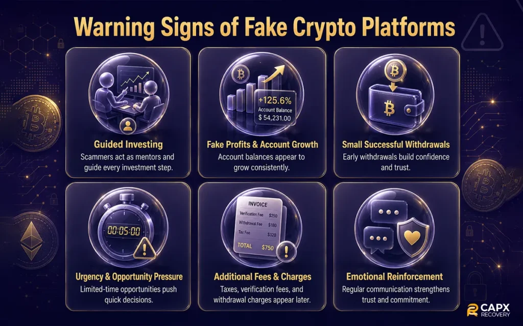 warning signs of fake crypto platforms