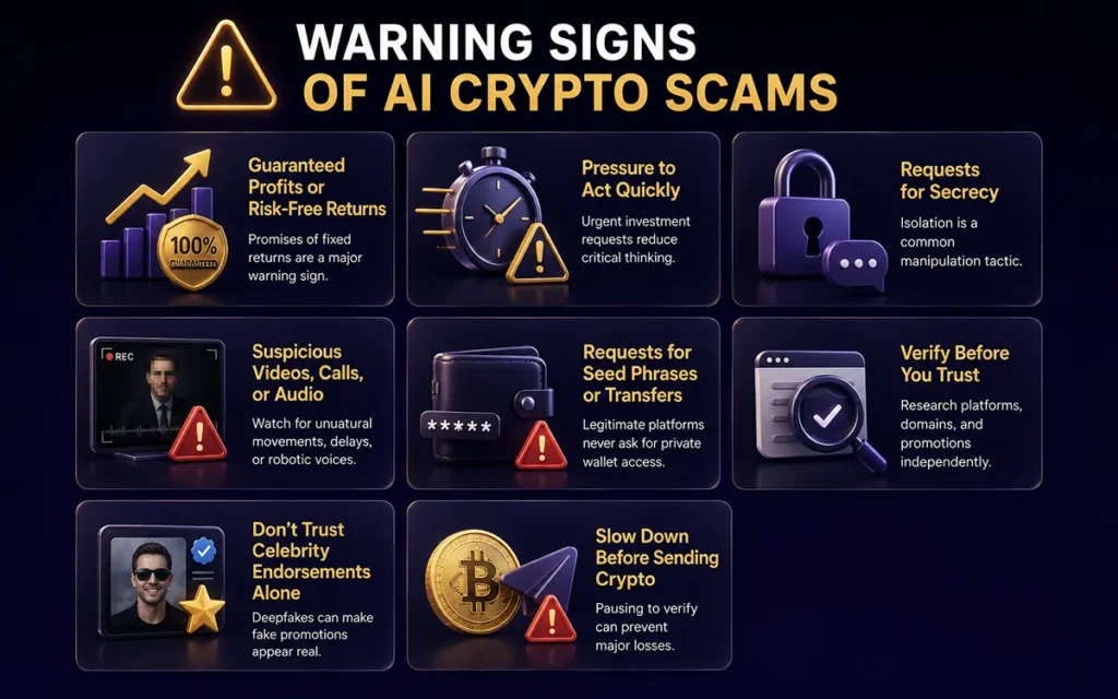 warning signs of ai crypto scams