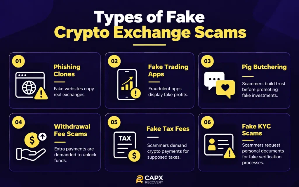 Types of Fake Crypto Exchange Scams